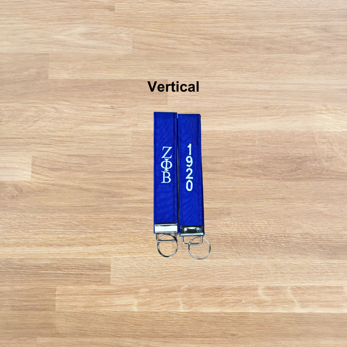 Zeta Phi Beta Blue and White Embroidered Key fob