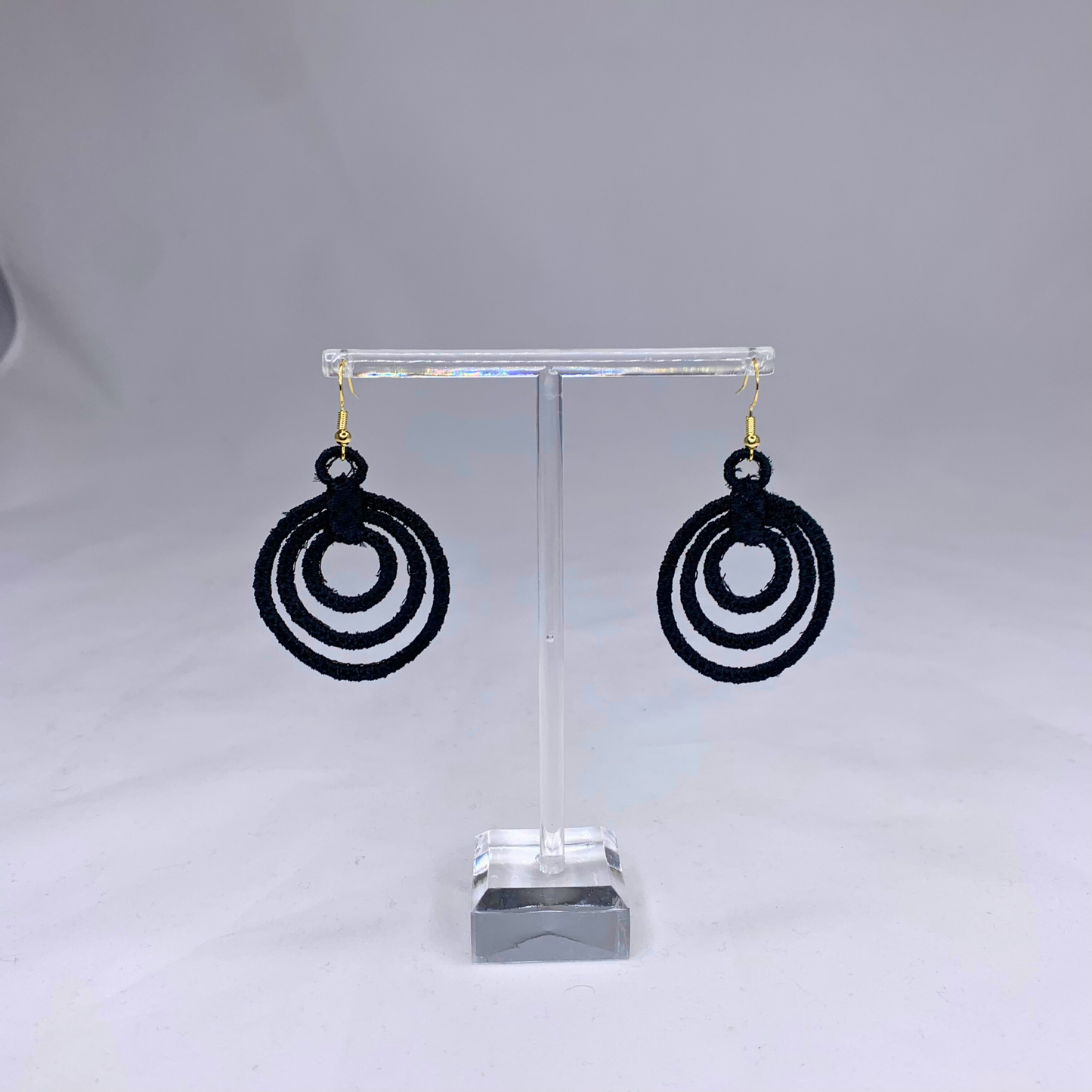 Concentric Circles Embroidered Lace Earrings
