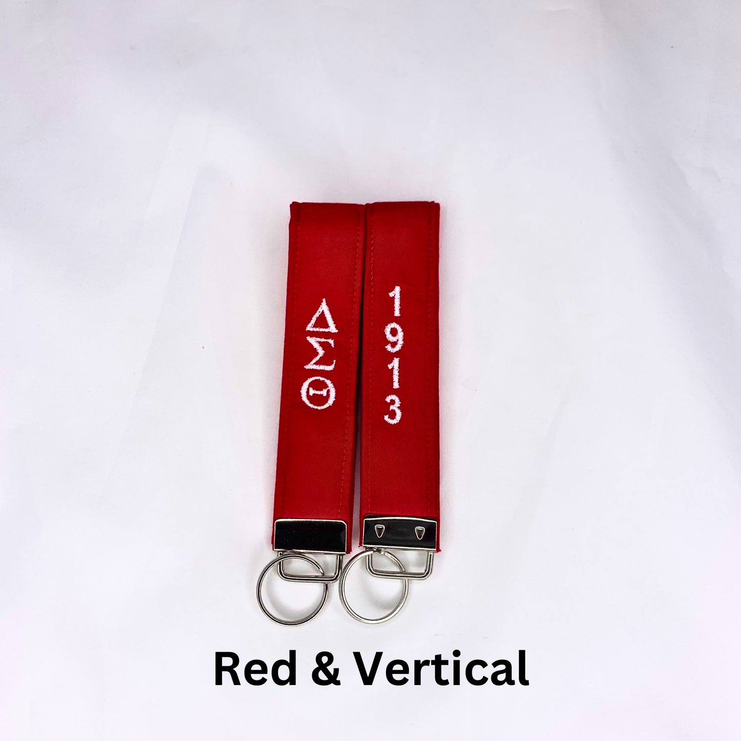 Delta Sigma Theta Red and White Embroidered Key fob