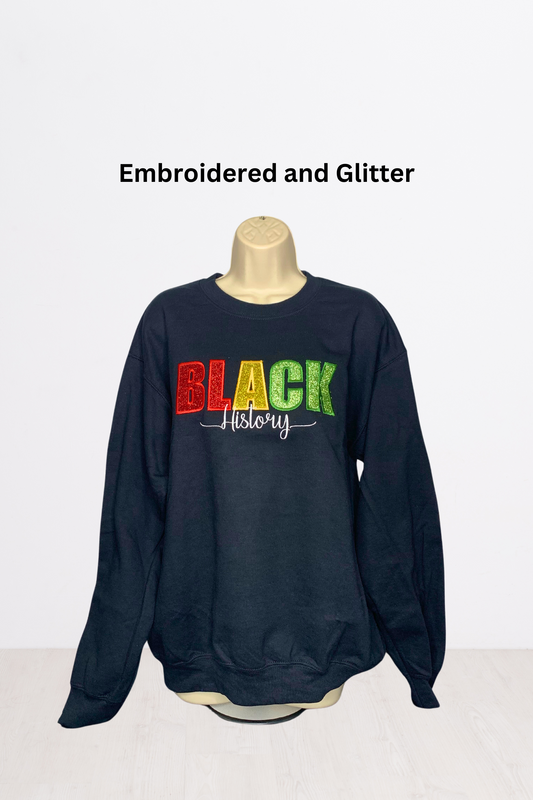 Black History Month Embroidered Glitter Sweatshirt