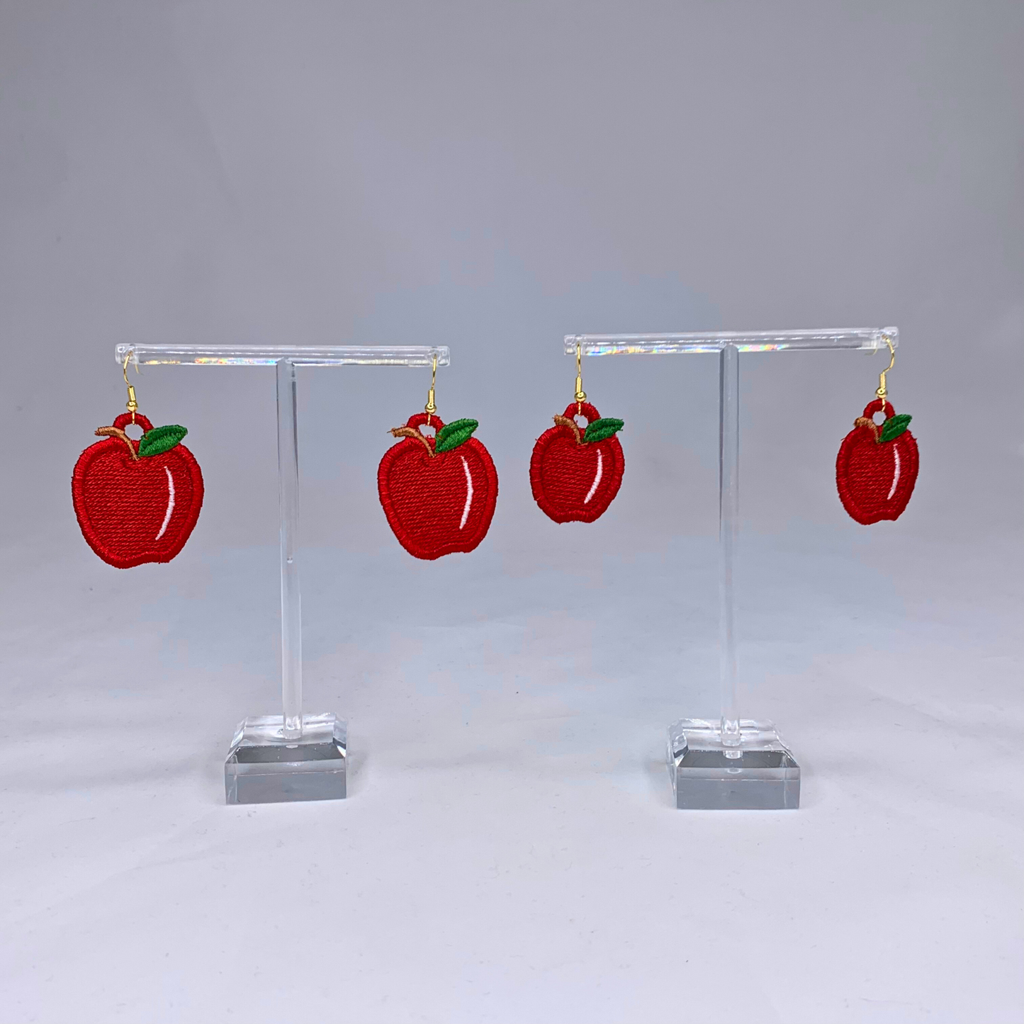 Apple Embroidered Lace Earrings