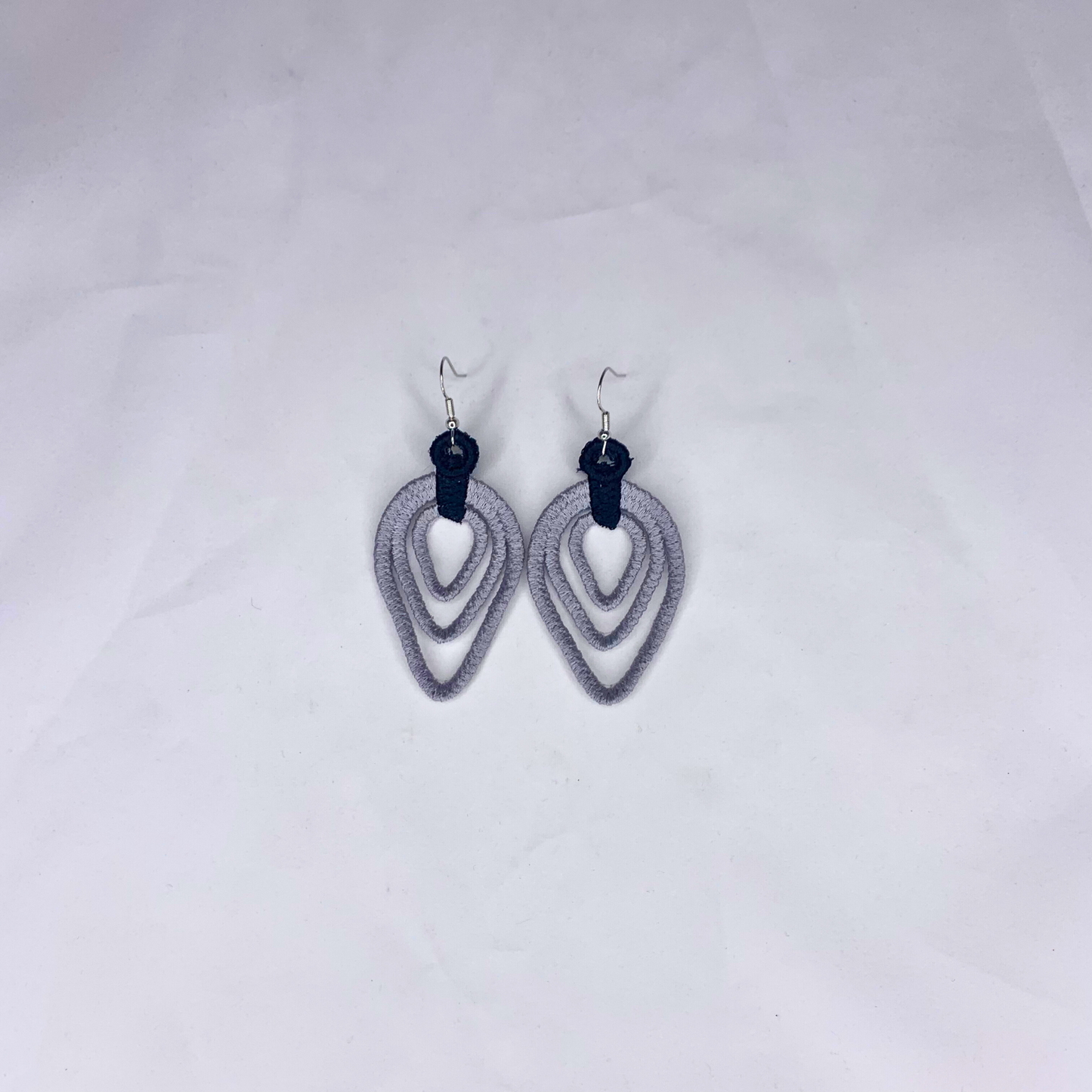 Concentric Teardrops Embroidered Earrings