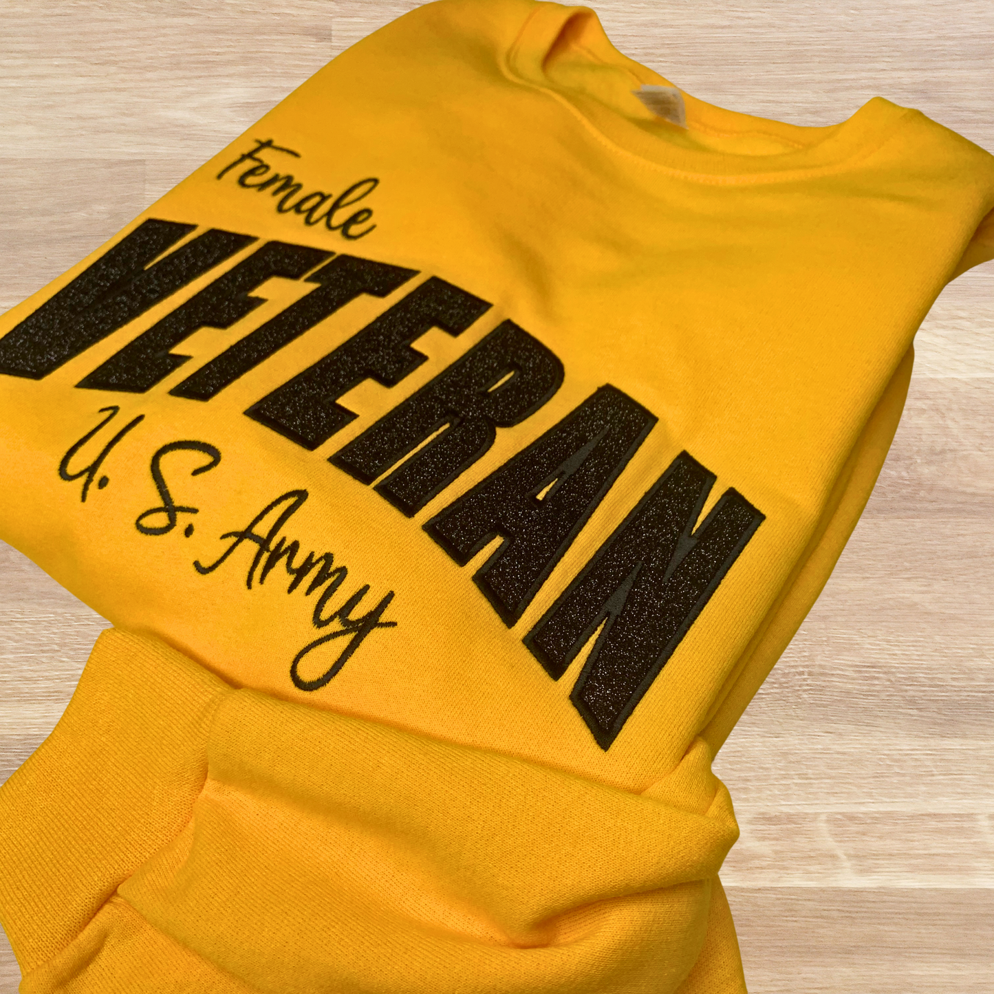Military Veteran Embroidered Glitter Sweatshirt
