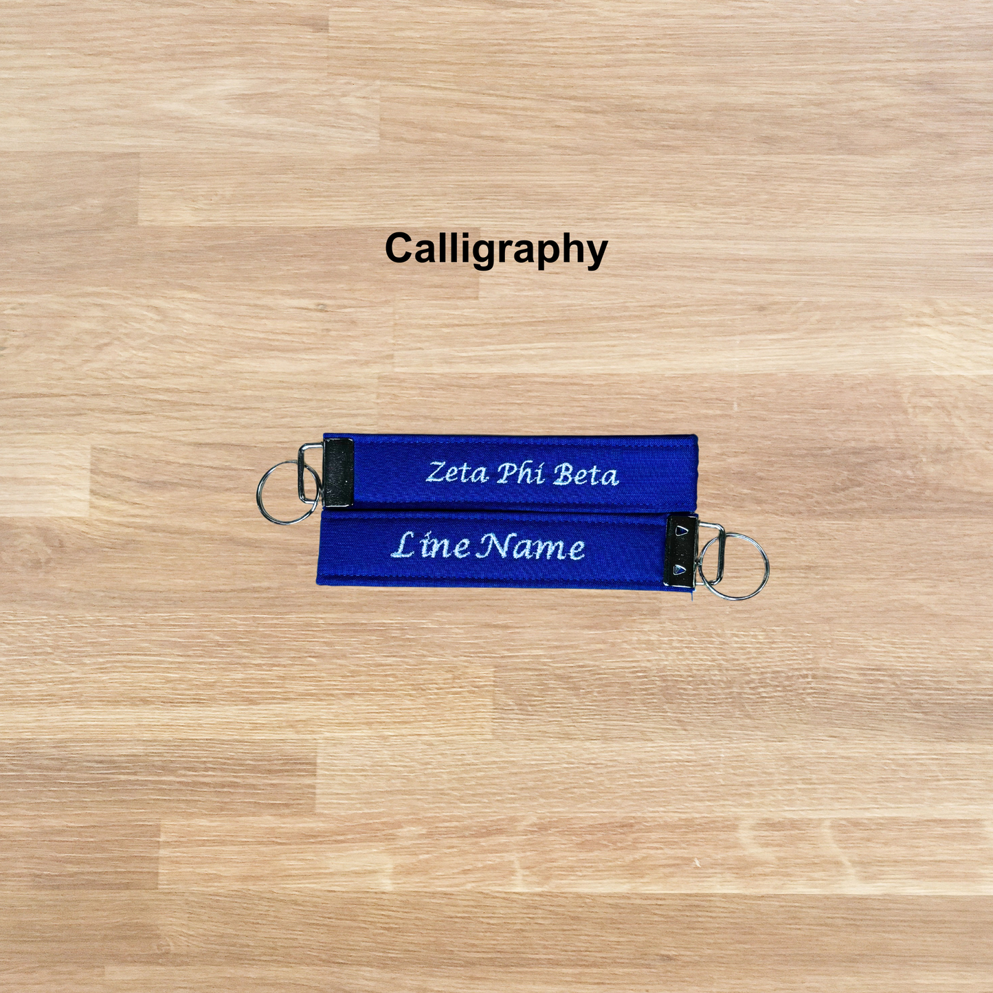 Zeta Phi Beta Blue and White Personalized Embroidered Key fob