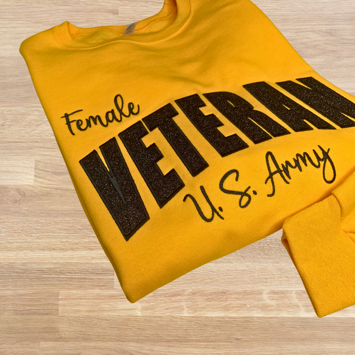 Military Veteran Embroidered Glitter Sweatshirt