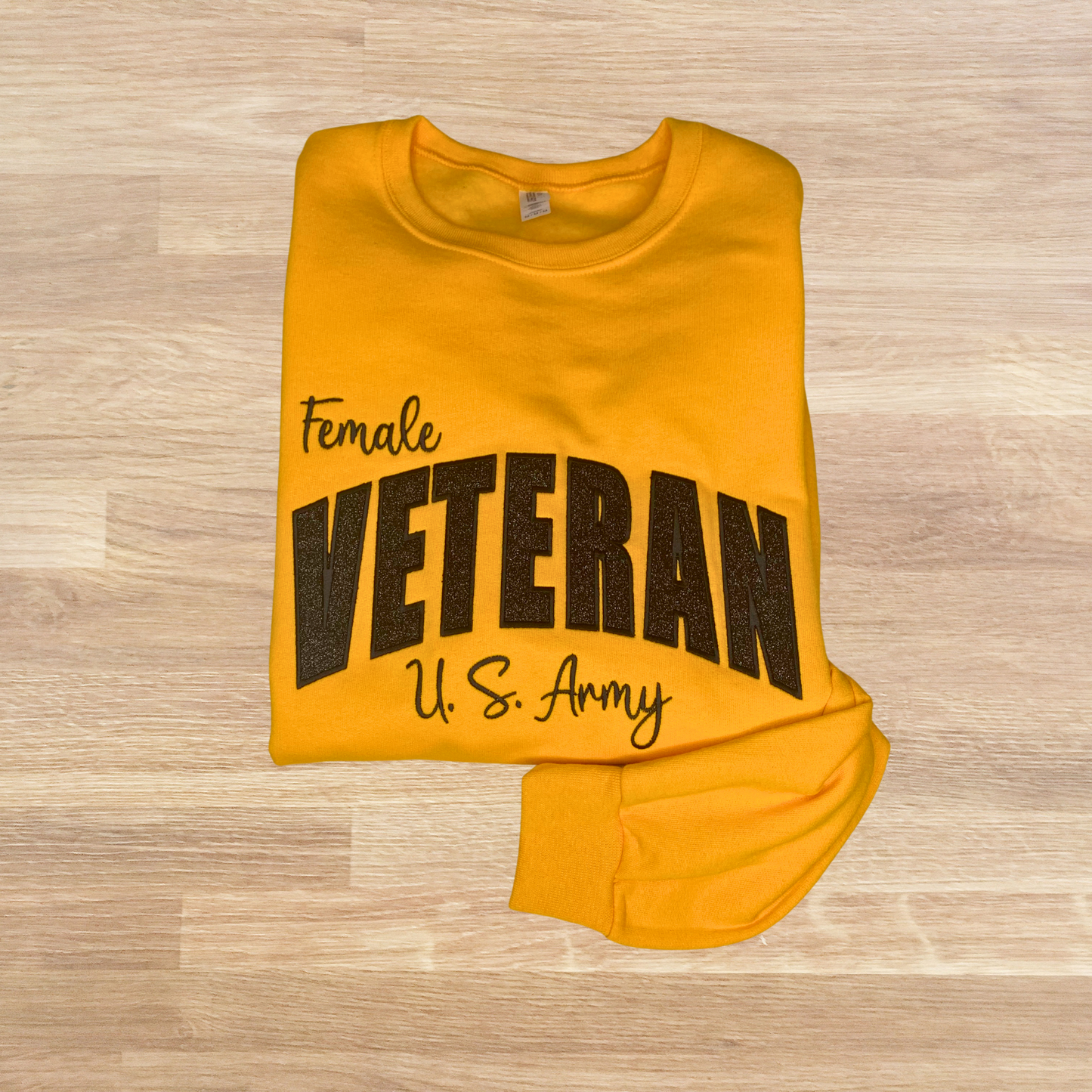 Military Veteran Embroidered Glitter Sweatshirt