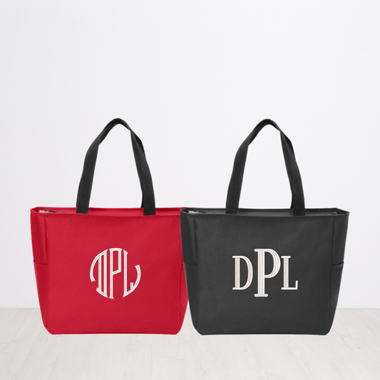 Monogrammed Embroidered Canvas Tote Bag