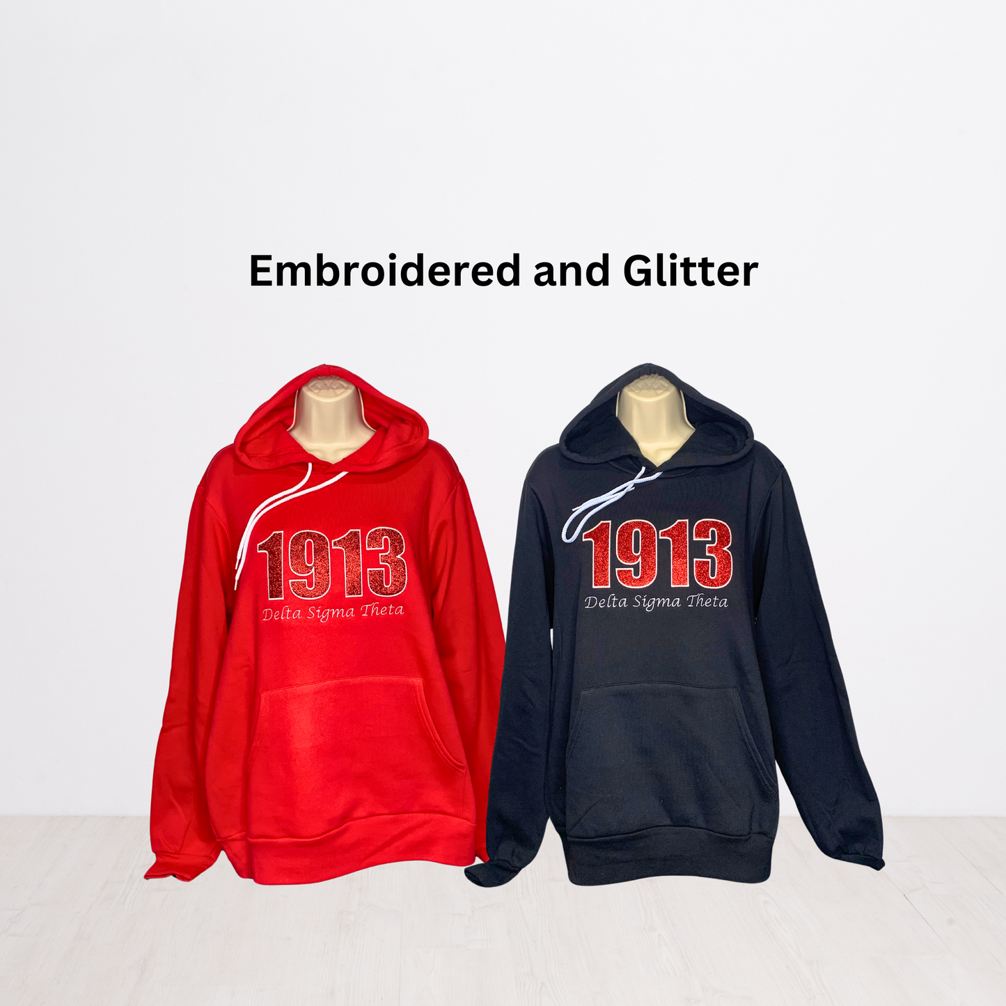 1913 Delta Sigma Theta Embroidered Glitter Hoodie