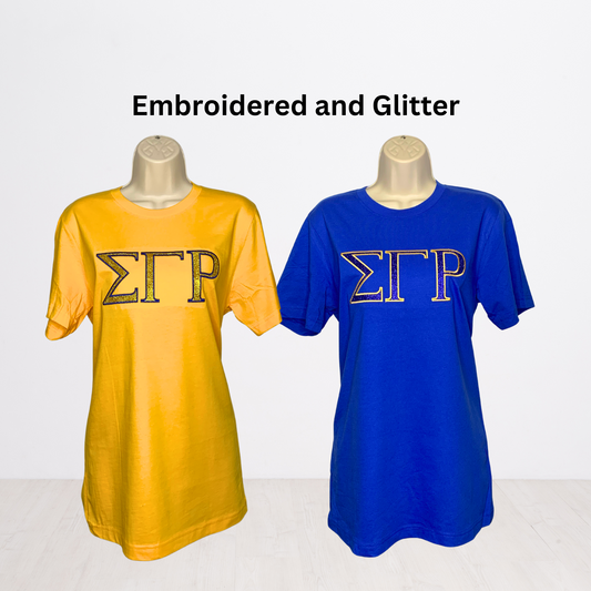 Sigma Gamma Rho Embroidered Glitter T-Shirt