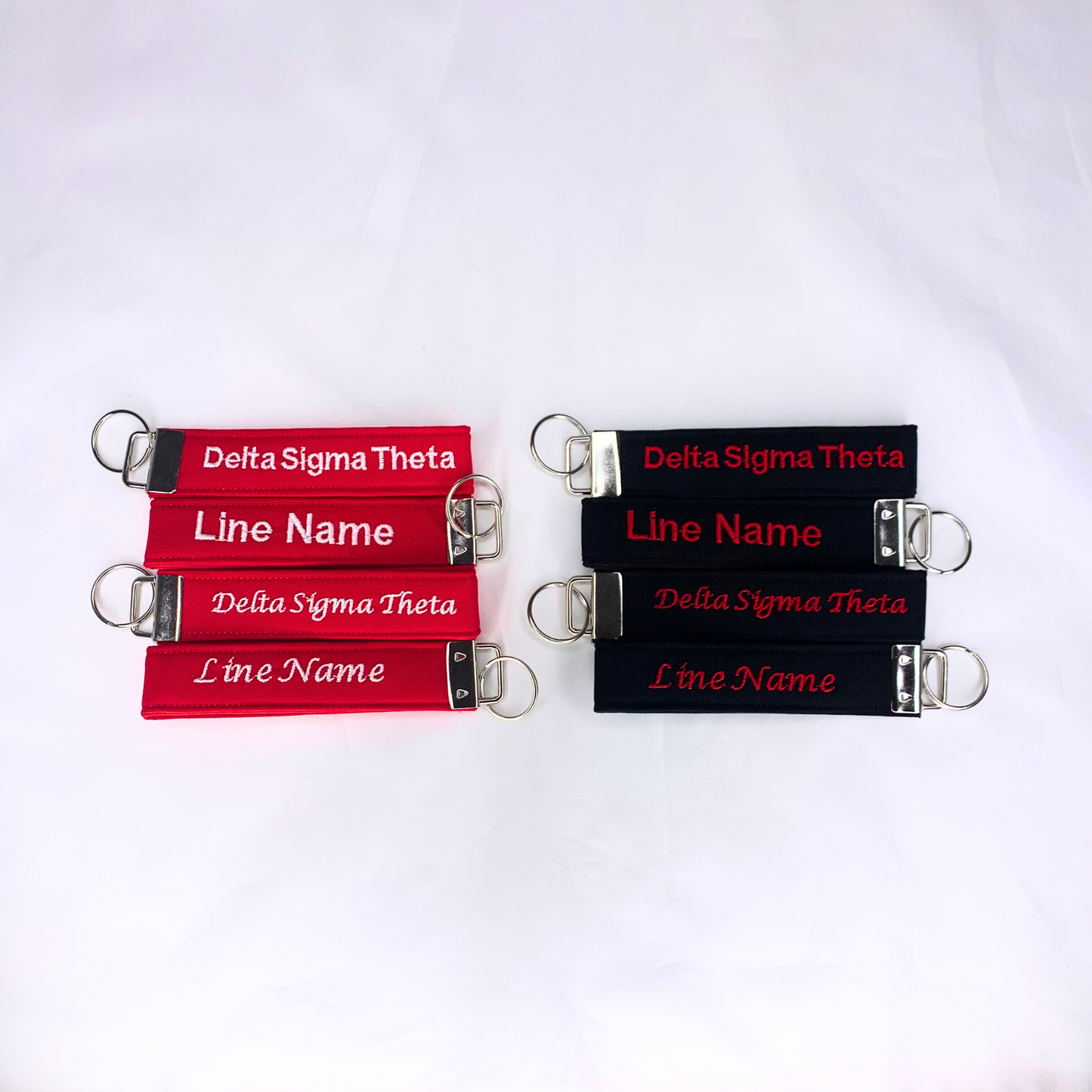 Delta Sigma Theta Red and White Personalized Embroidered Key fob
