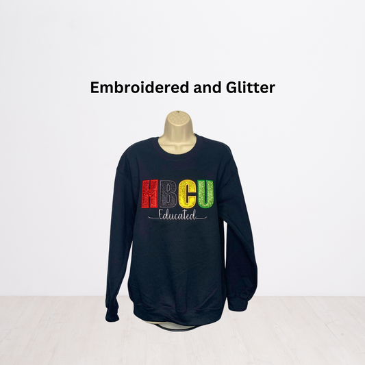 HBCU Embroidered Glitter Sweatshirt