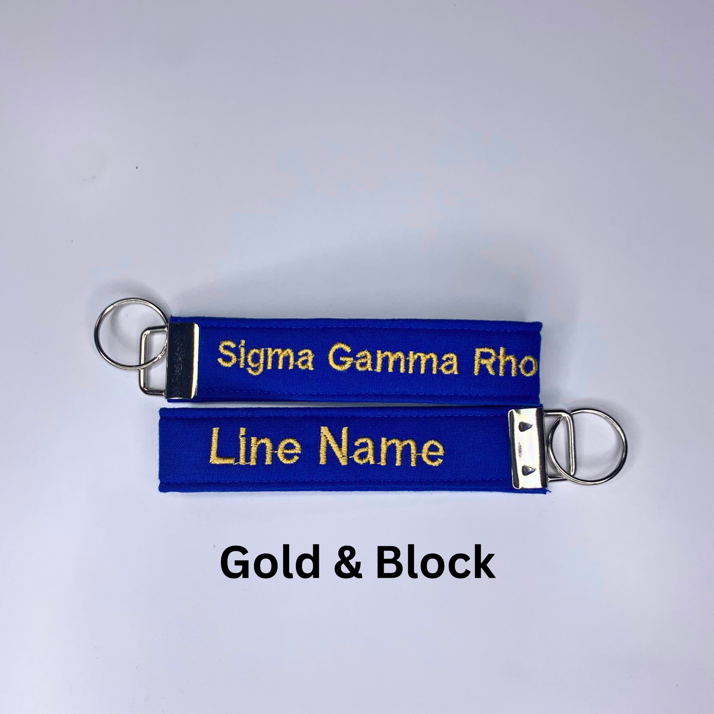Sigma Gamma Rho Blue and Gold Personalized Embroidered Key fob