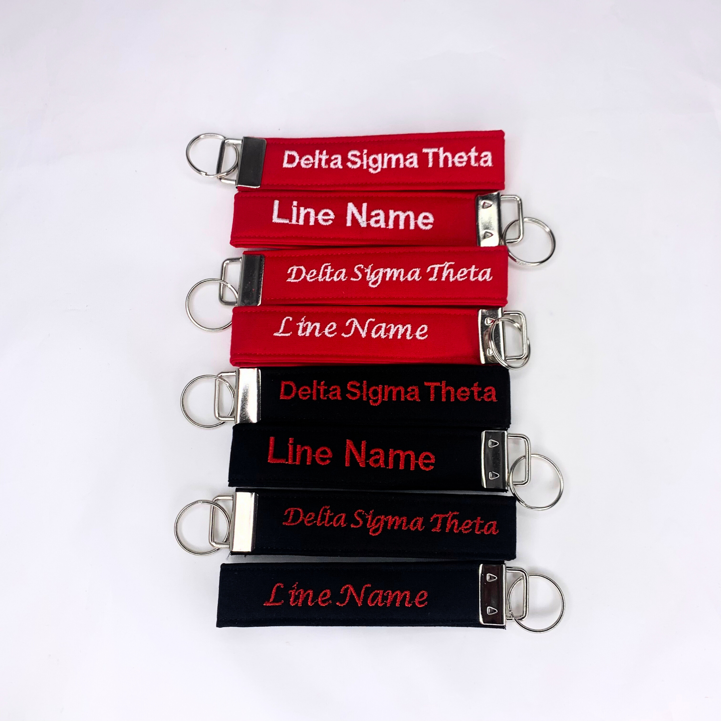 Delta Sigma Theta Red and White Personalized Embroidered Key fob