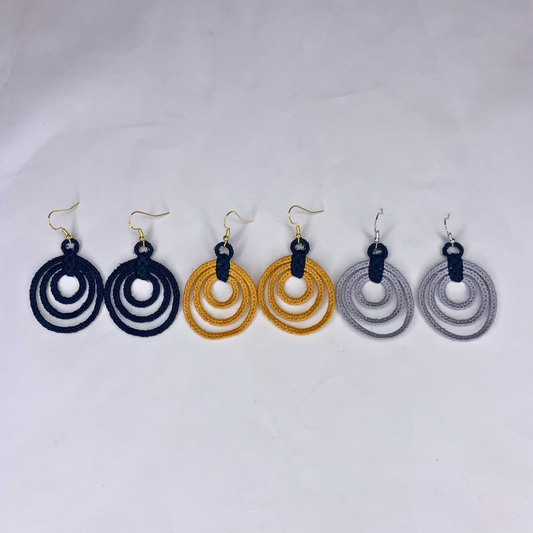 Concentric Circles Embroidered Lace Earrings