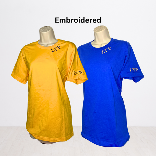 Sigma Gamma Rho 1922 Minimal Embroidered  T-Shirt