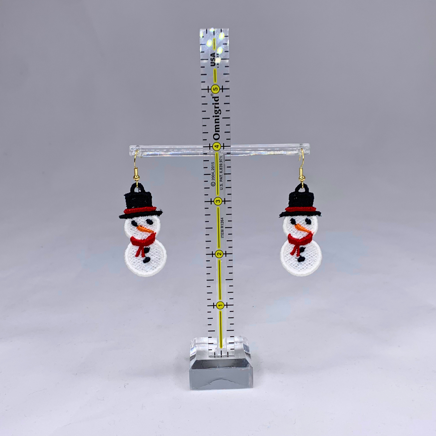 Snowman Embroidered Earrings