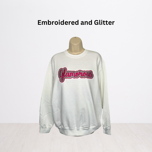 Custom Embroidered Script Glitter Sweatshirt