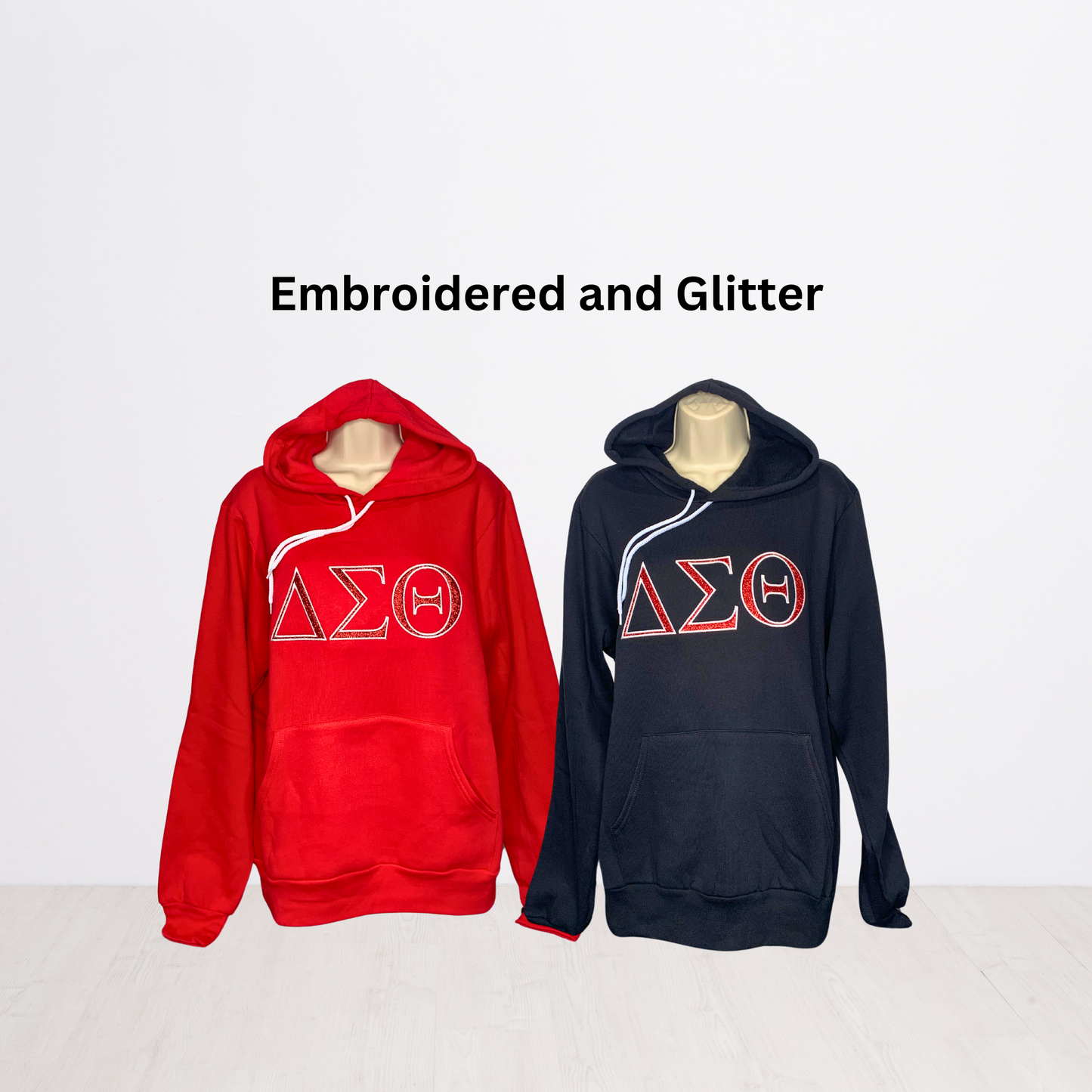 Delta Sigma Theta Embroidered Glitter Hoodie