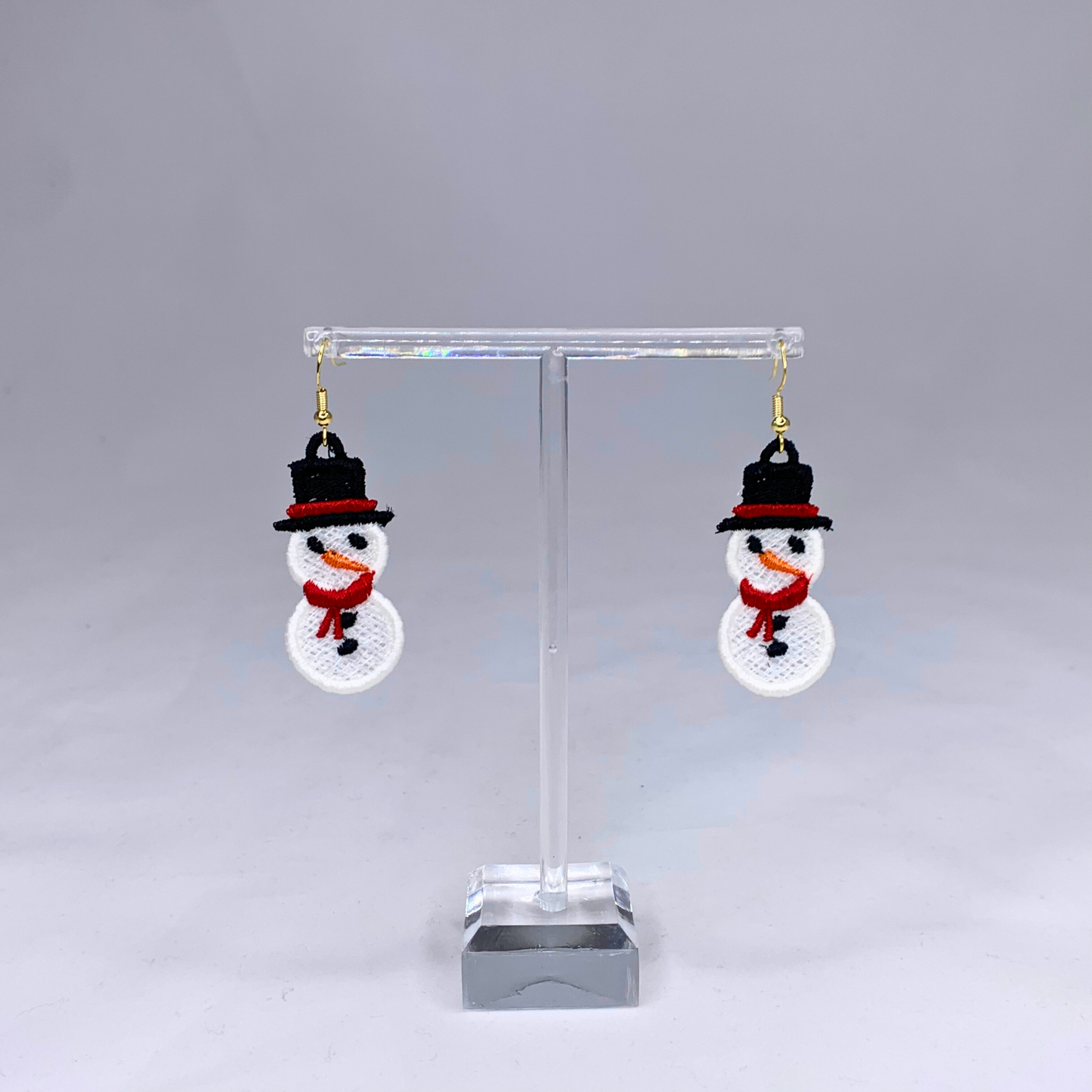 Snowman Embroidered Earrings