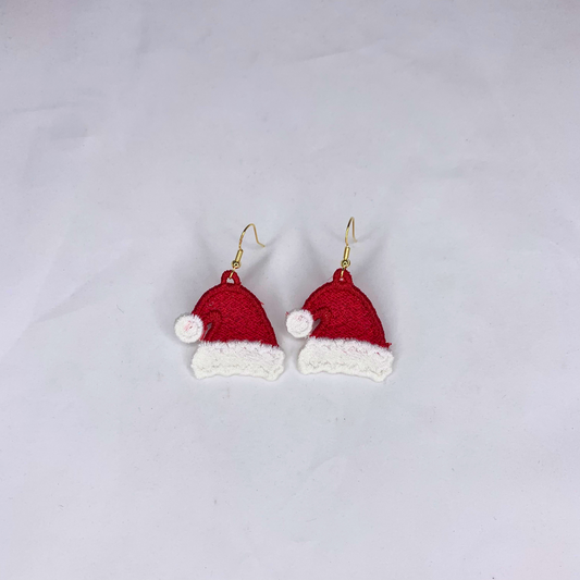 Santa Hat Embroidered Lace Earrings