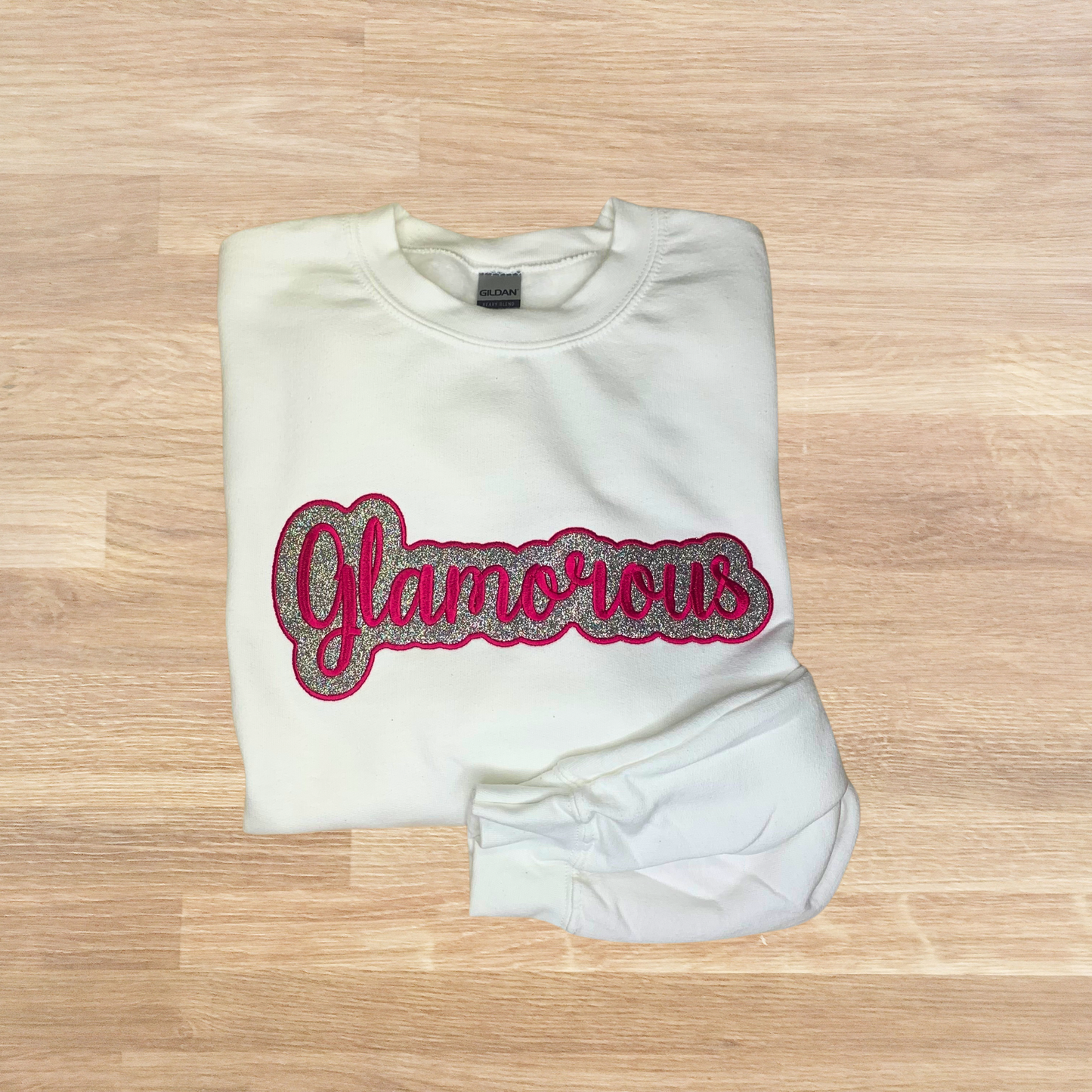 Custom Embroidered Script Glitter Sweatshirt