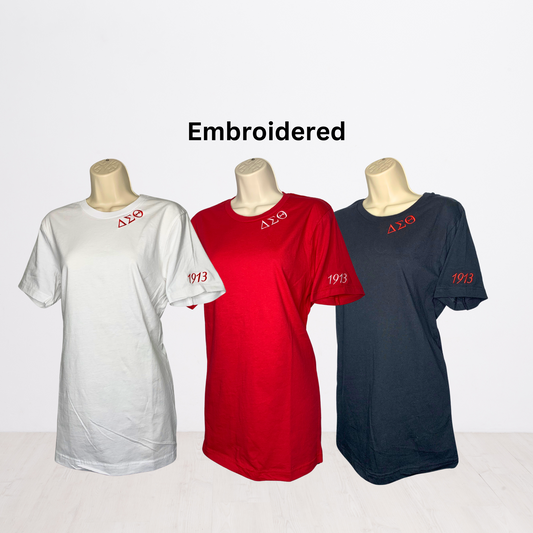 Delta Sigma Theta 1913 Minimal Embroidered  T-Shirt