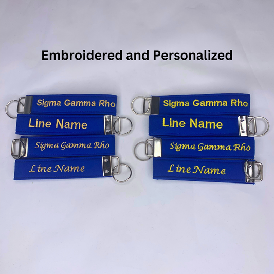 Sigma Gamma Rho Blue and Gold Personalized Embroidered Key fob