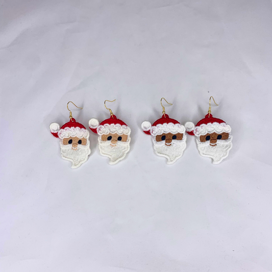 Santa Embroidered Lace Earrings