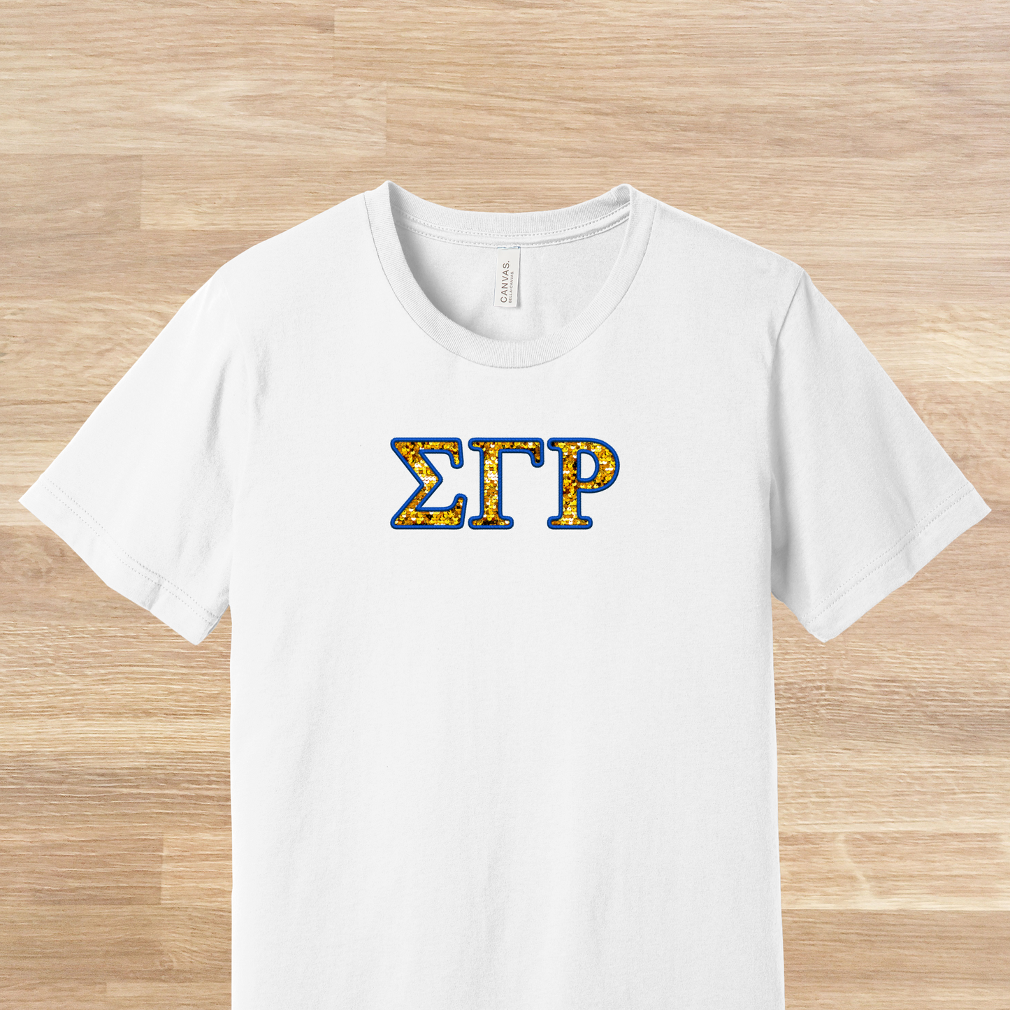 Sigma Gamma Rho Greek Letters Faux Embroidered Sequins T-Shirt