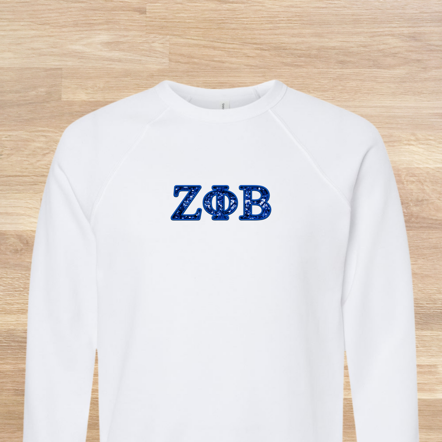 Zeta Phi Beta Greek Letters Faux Embroidered Sequins Sweatshirt