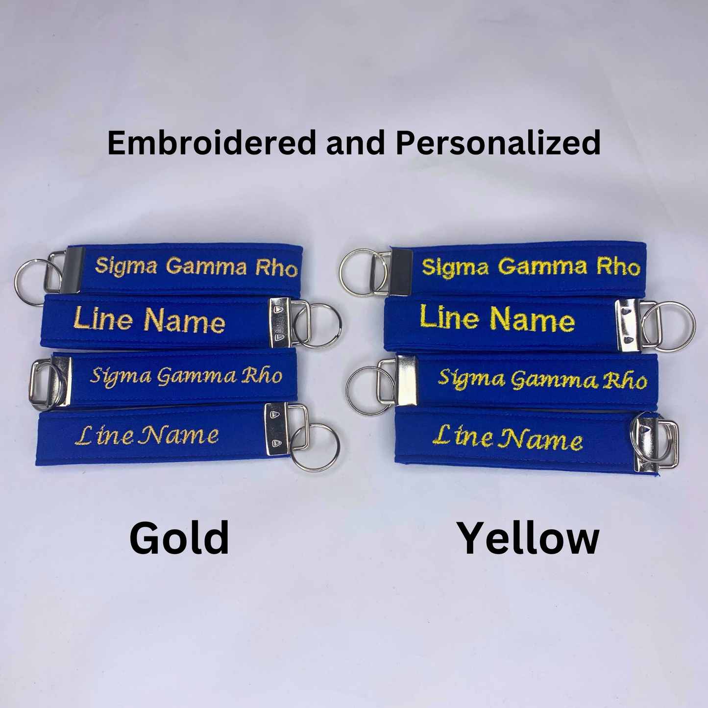 Sigma Gamma Rho Blue and Gold Personalized Embroidered Key fob