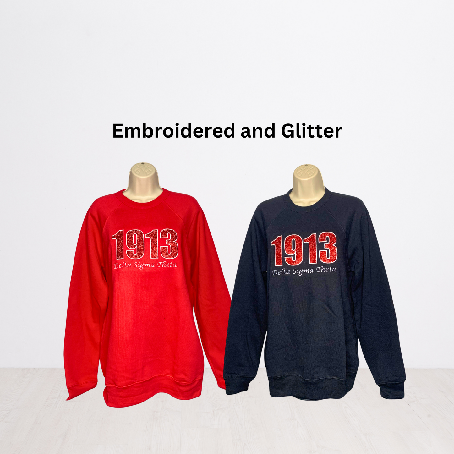 1913 Delta Sigma Theta Embroidered Glitter Sweatshirt