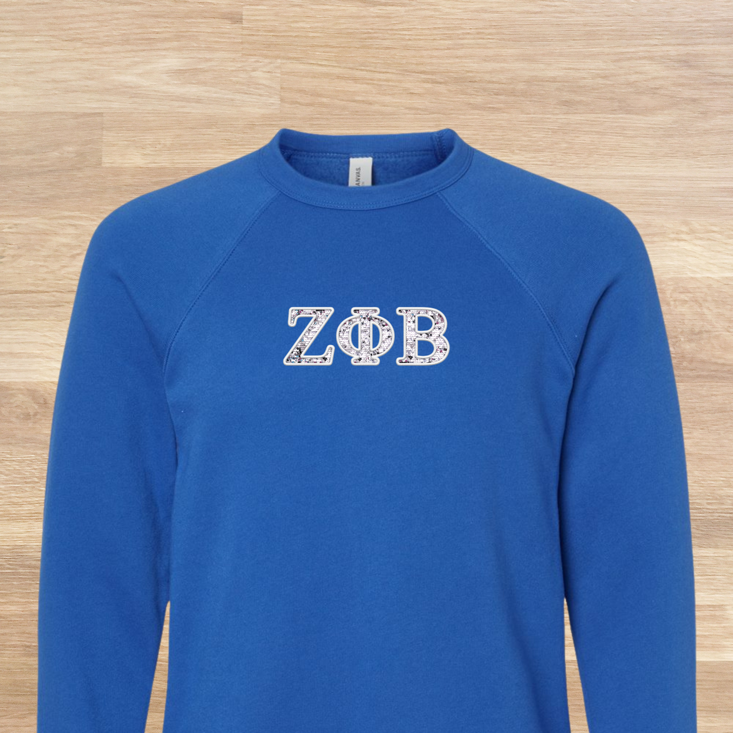 Zeta Phi Beta Greek Letters Faux Embroidered Sequins Sweatshirt