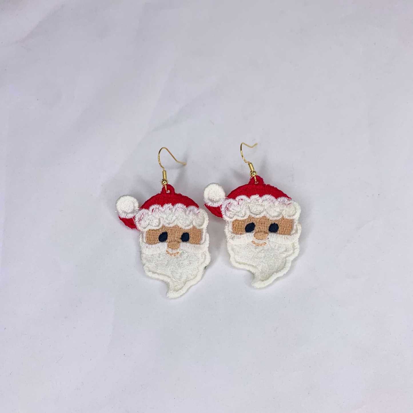 Santa Embroidered Lace Earrings