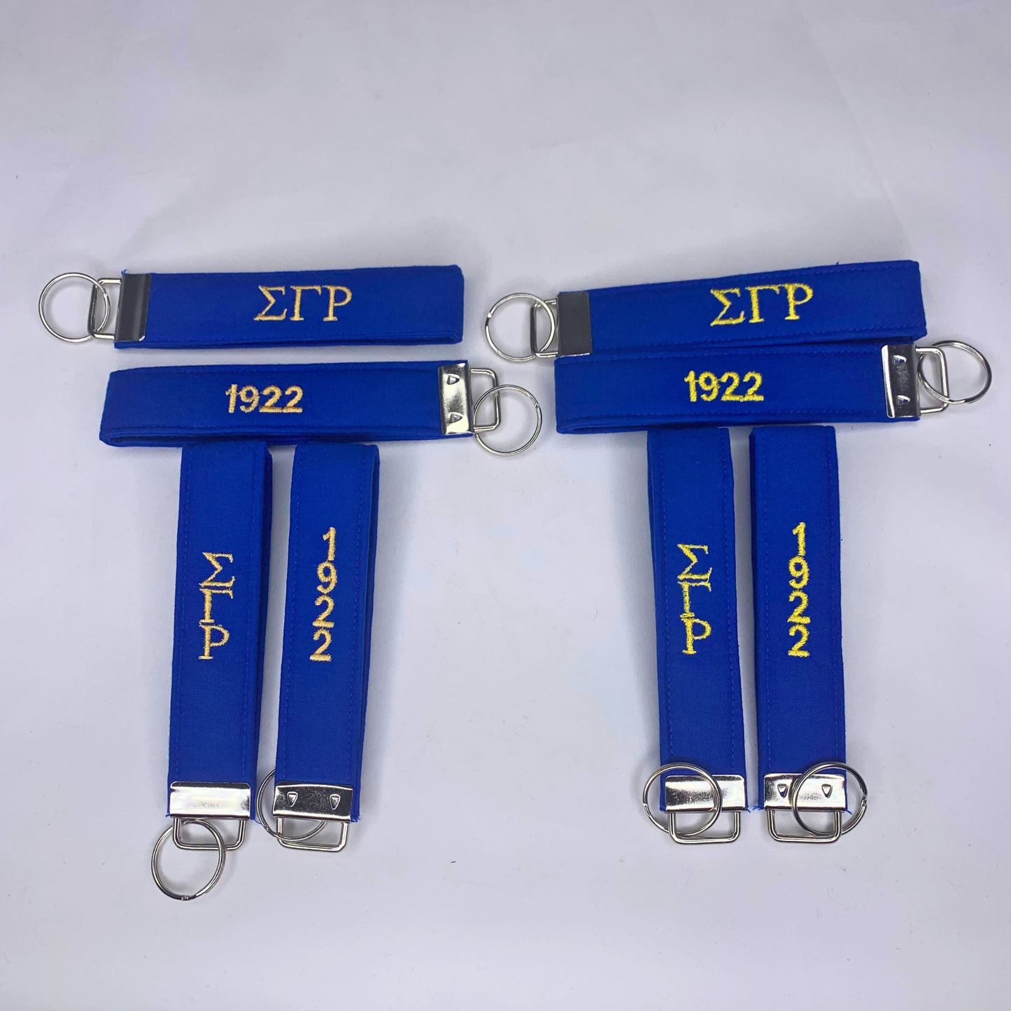 Sigma Gamma Rho Blue and Gold Embroidered Key fob