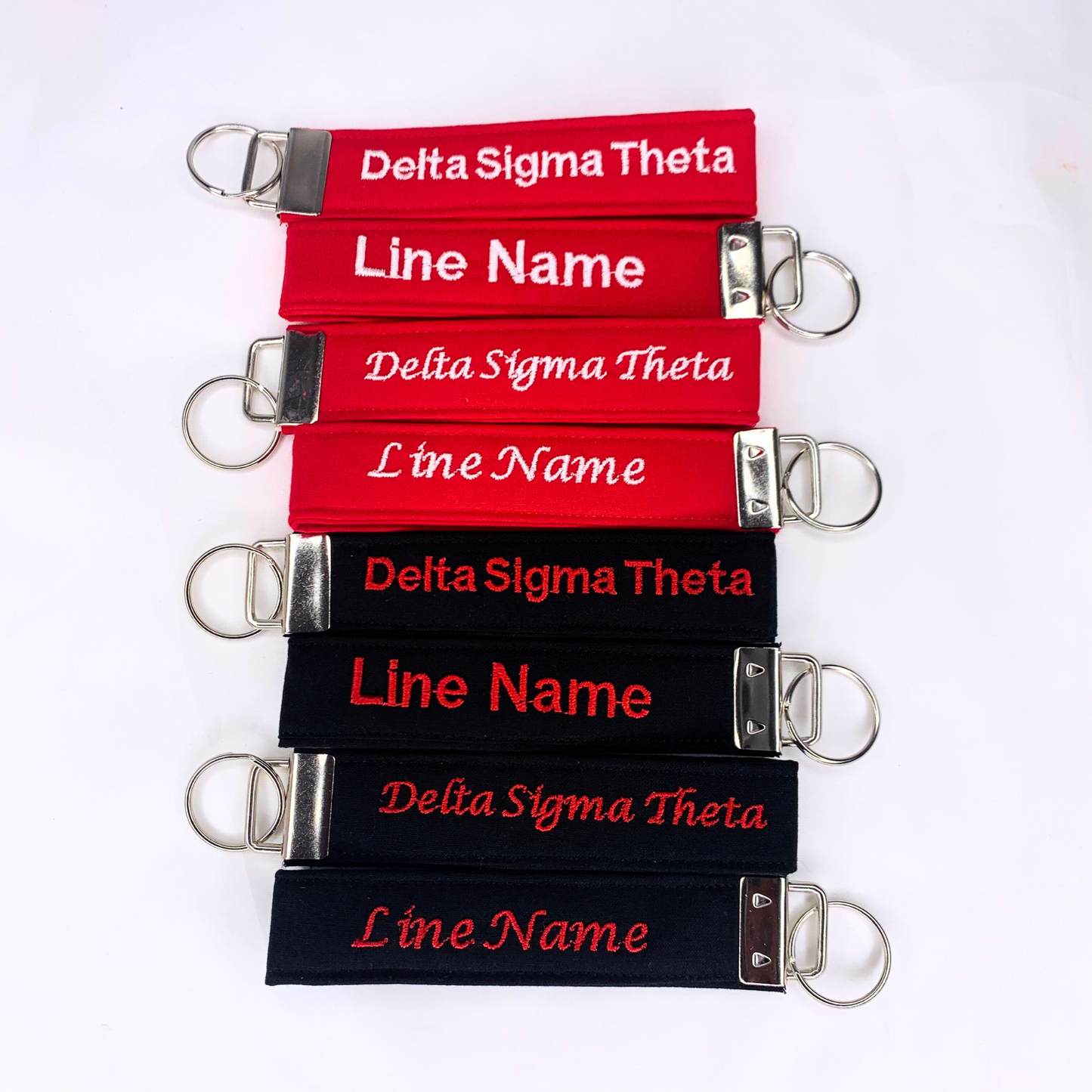 Delta Sigma Theta Red and White Personalized Embroidered Key fob