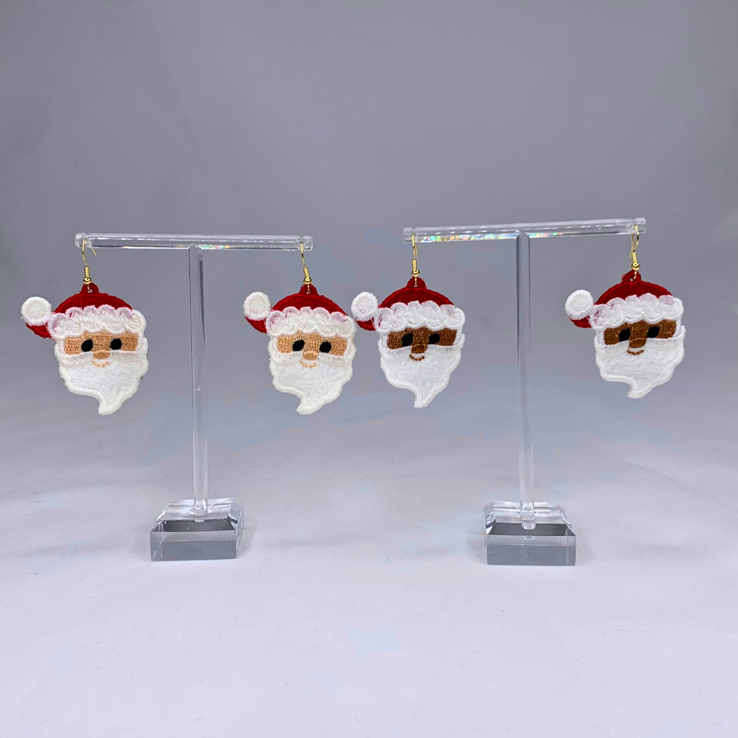 Santa Embroidered Lace Earrings