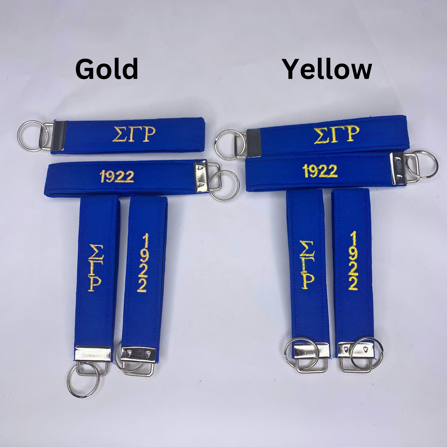 Sigma Gamma Rho Blue and Gold Embroidered Key fob