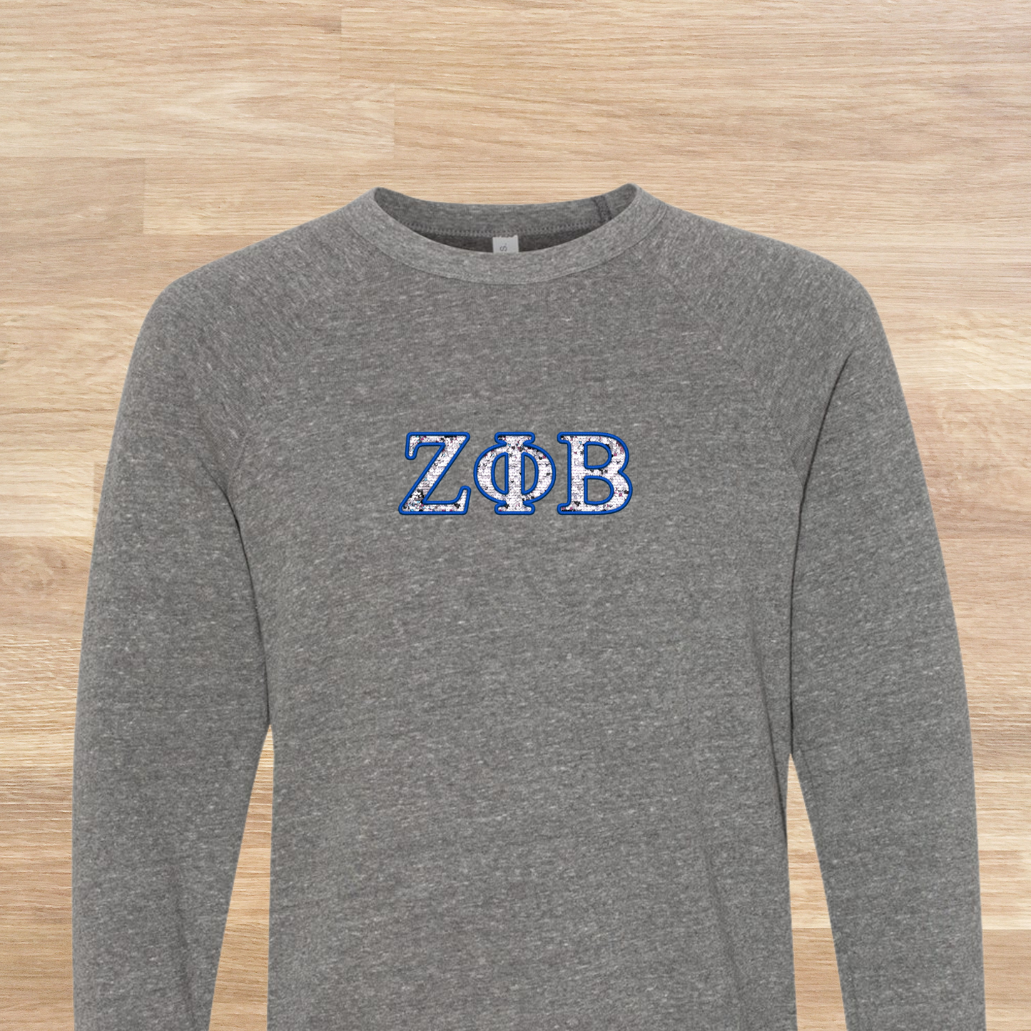 Zeta Phi Beta Greek Letters Faux Embroidered Sequins Sweatshirt