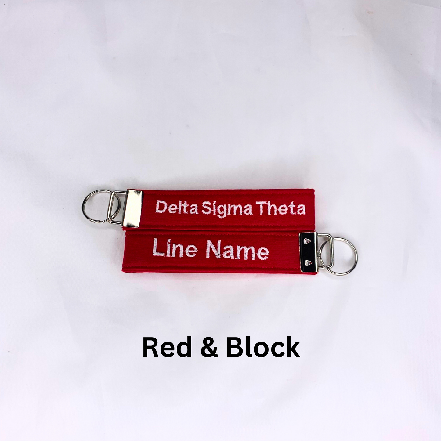 Delta Sigma Theta Red and White Personalized Embroidered Key fob