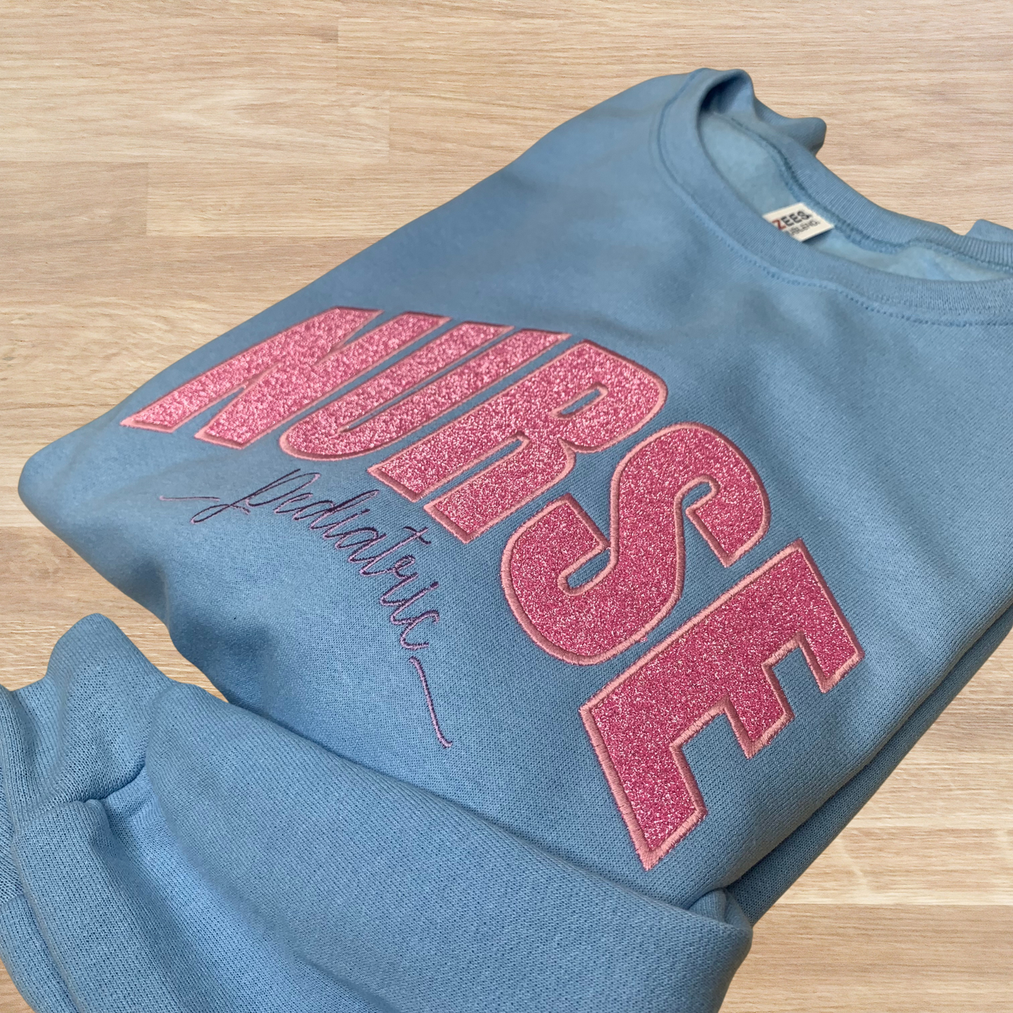 Nurse Embroidered Glitter Sweatshirt