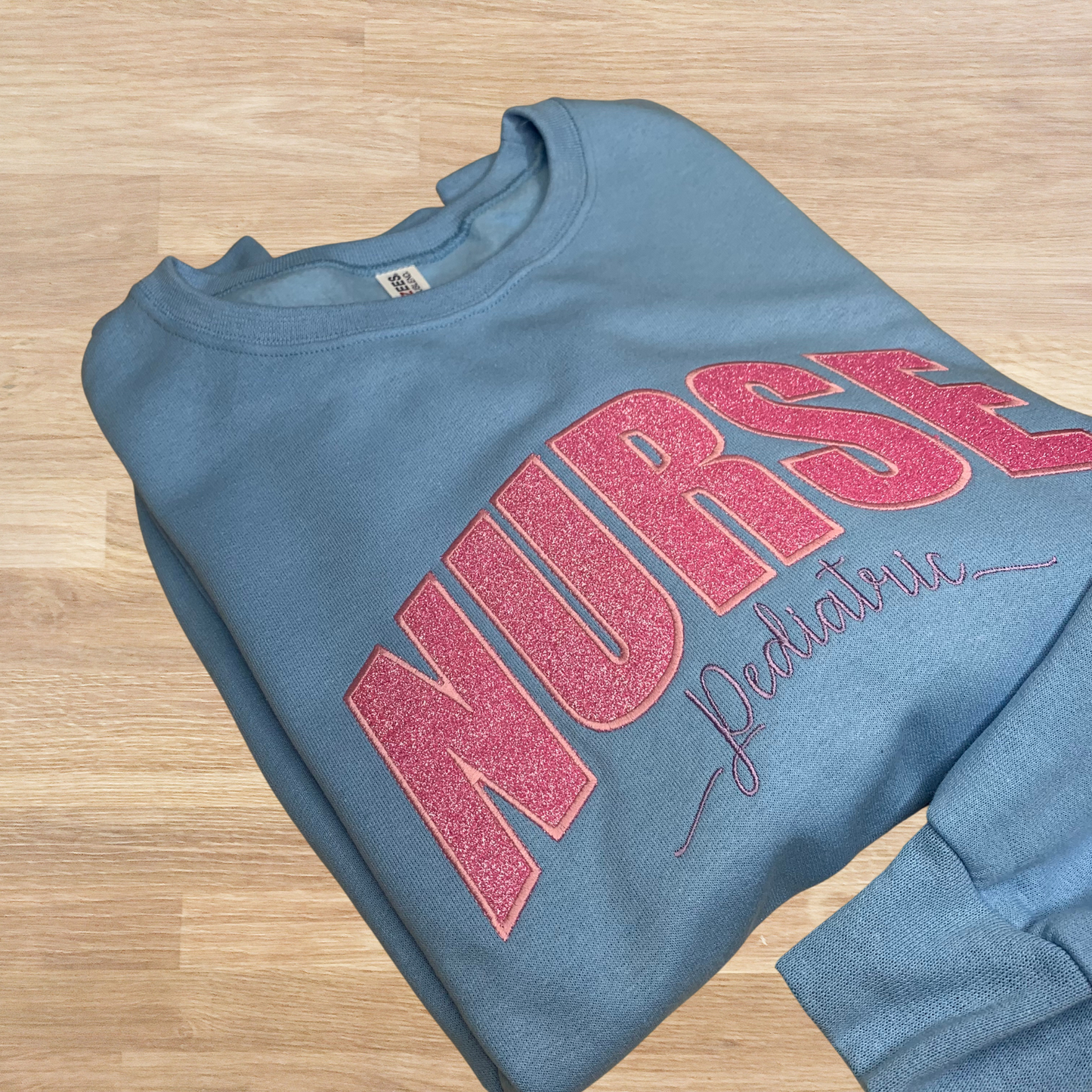 Nurse Embroidered Glitter Sweatshirt