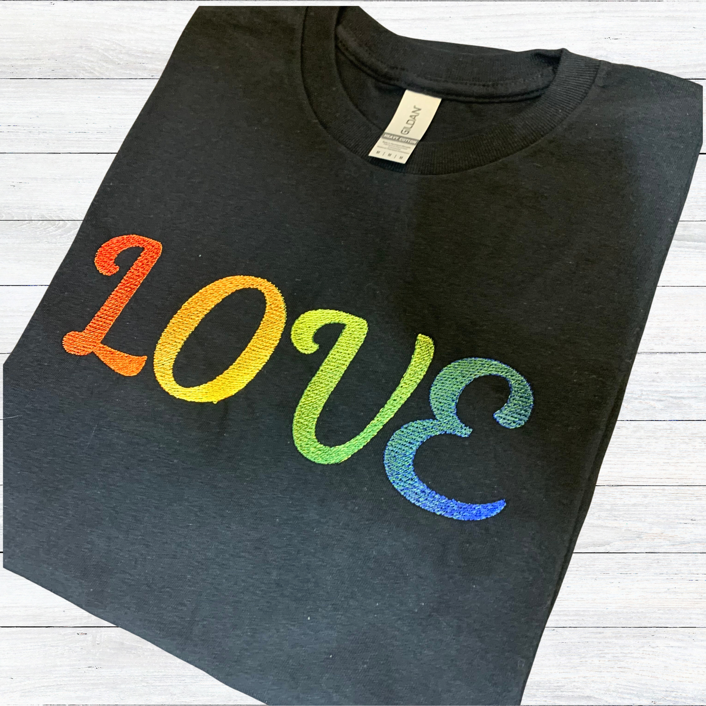 Rainbow Love Embroidered Shirt