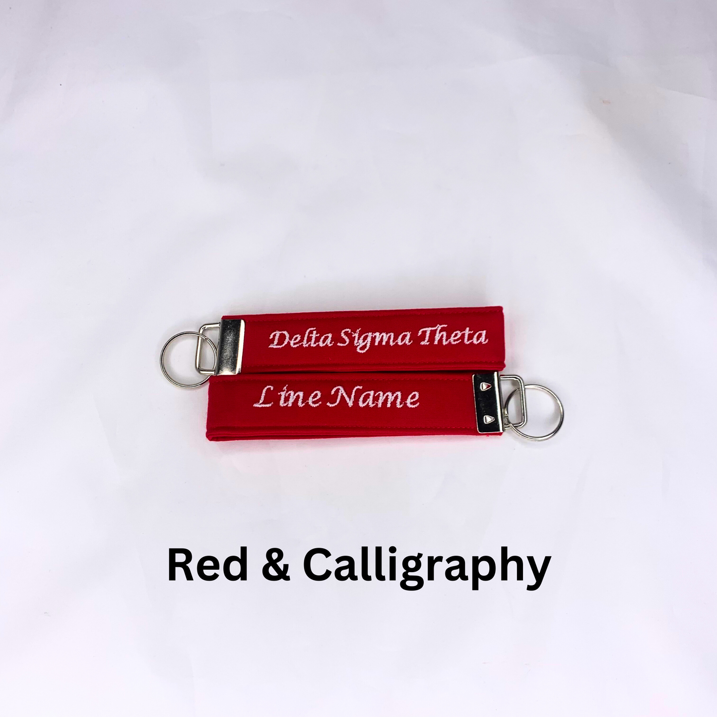 Delta Sigma Theta Red and White Personalized Embroidered Key fob