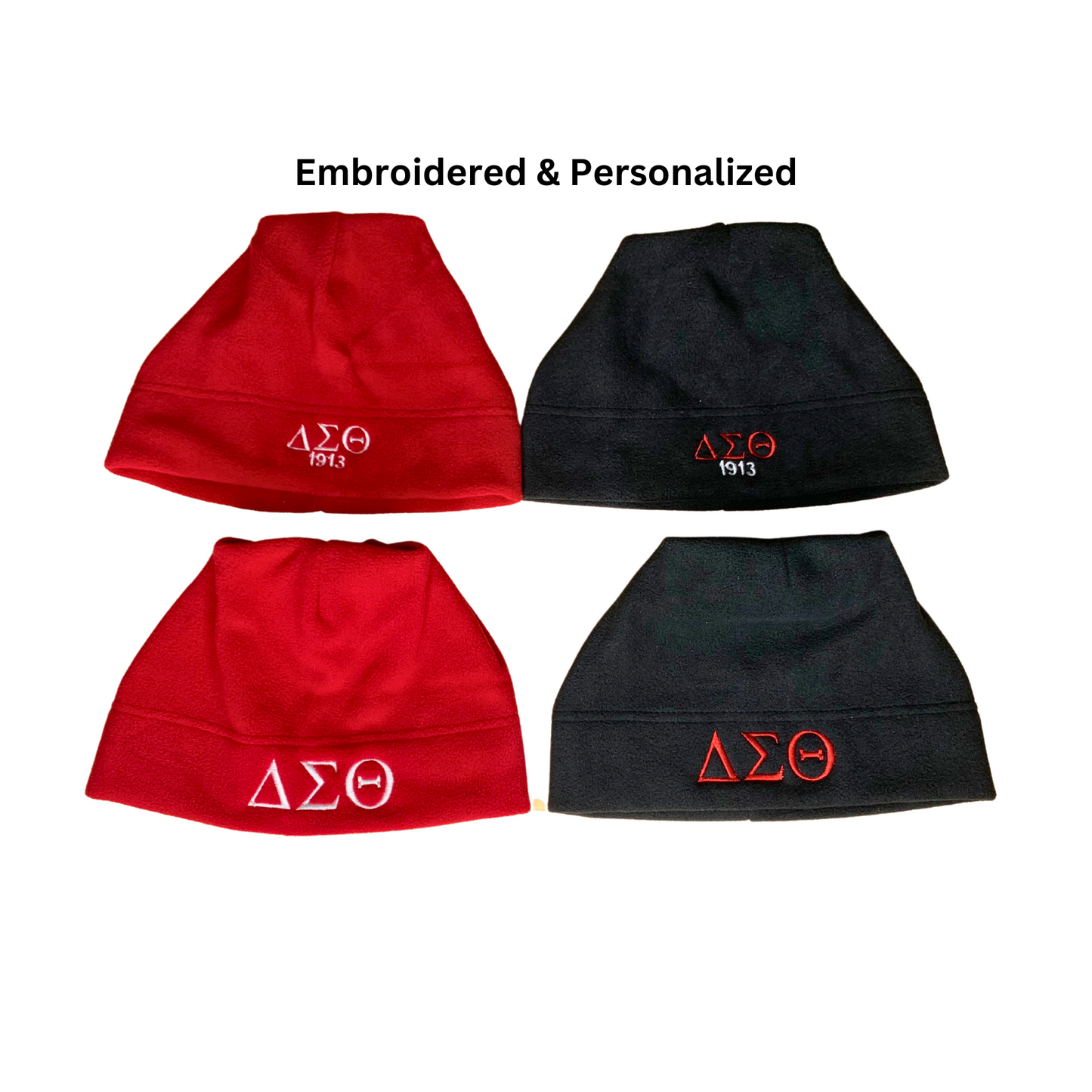 Delta Sigma Theta Personalized Embroidered Fleece Hat Beanie