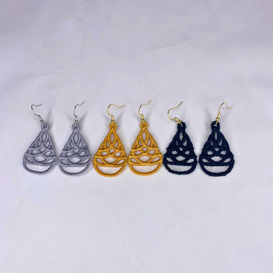 Teardrop Swirl Embroidered Earrings