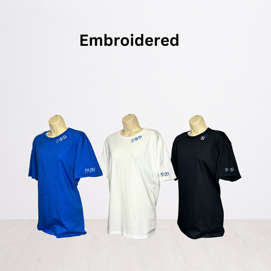 Zeta Phi Beta 1920 Minimal Embroidered T-Shirt