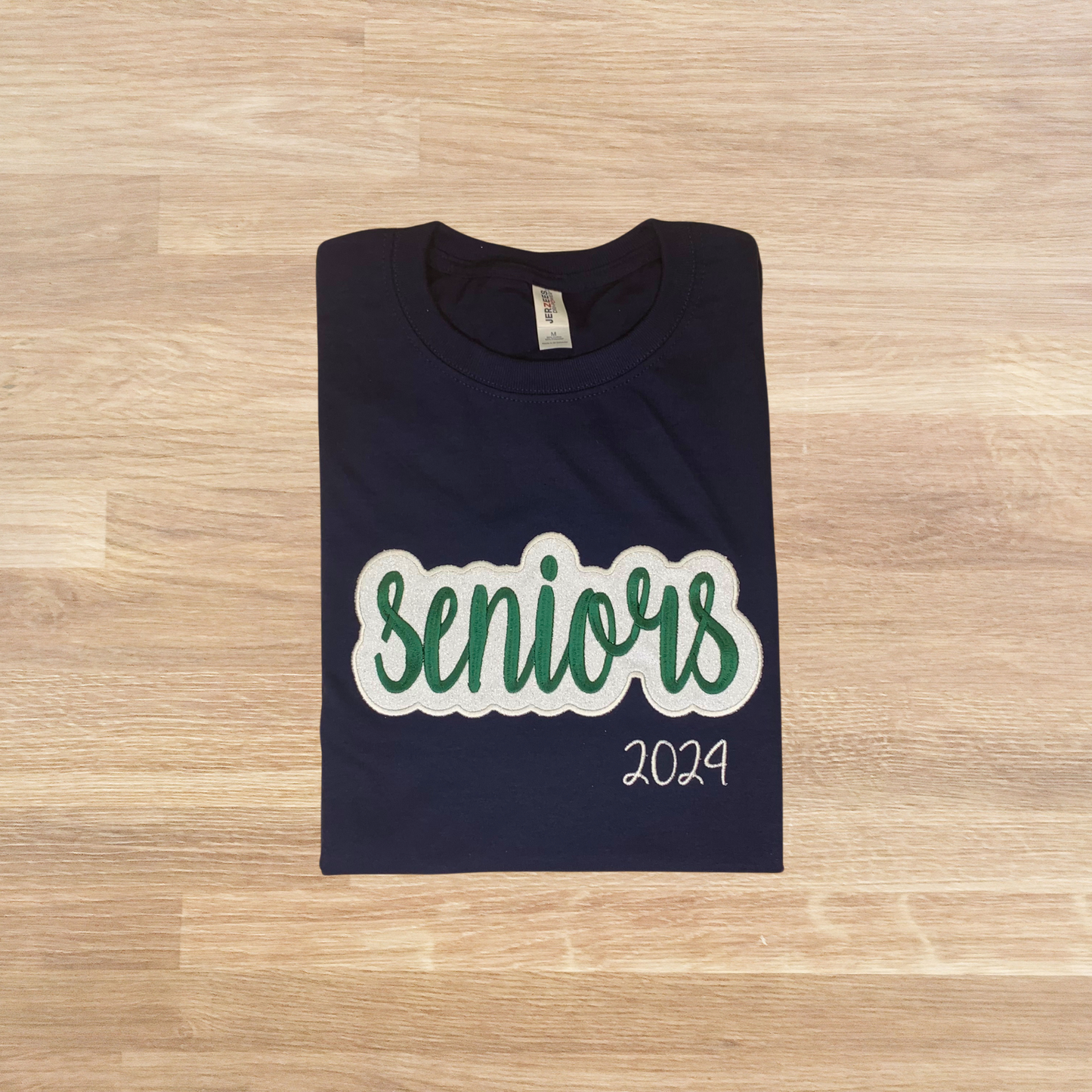Custom Embroidered Script Glitter T-Shirt
