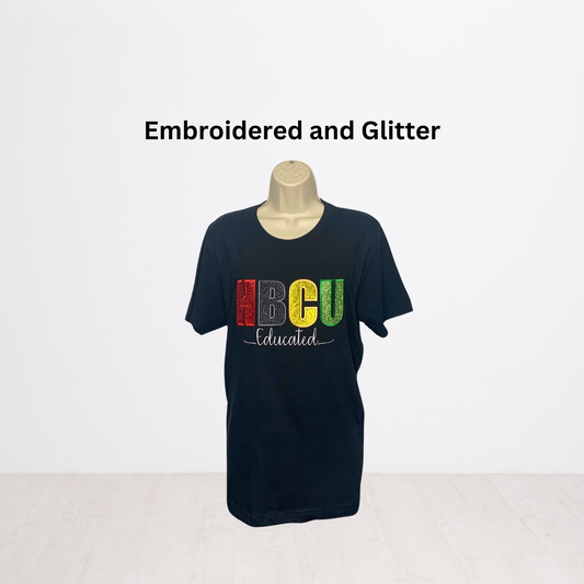 HBCU Embroidered Glitter T-Shirt