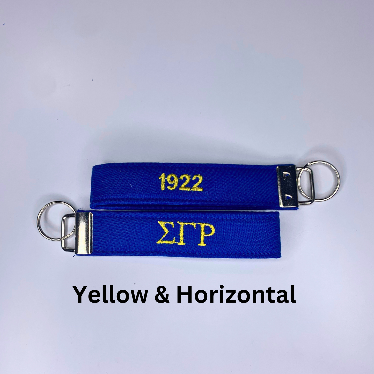 Sigma Gamma Rho Blue and Gold Embroidered Key fob